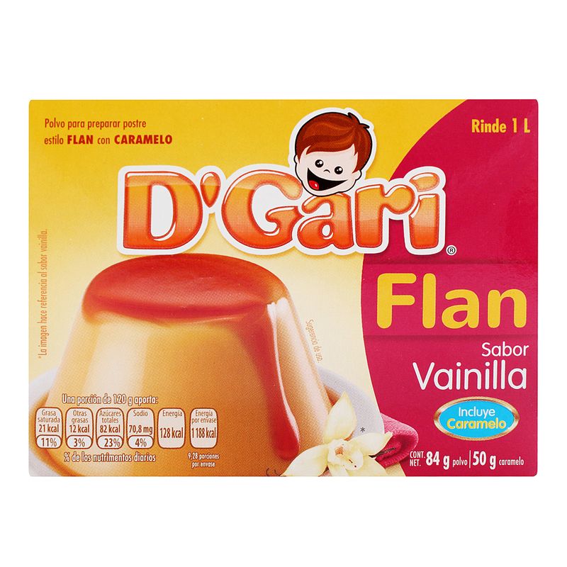 Flan D'Gari Vainilla en Polvo 84gr + Caramelo Líquido 50gr