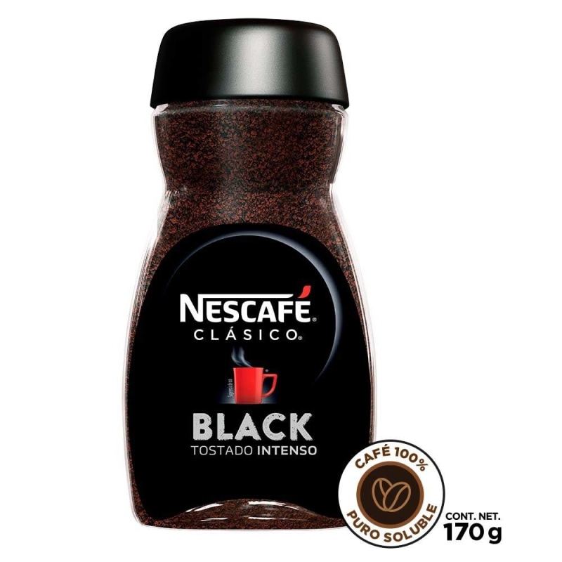 Café Soluble Nescafé Clásico Black Tostado Intenso 170gr