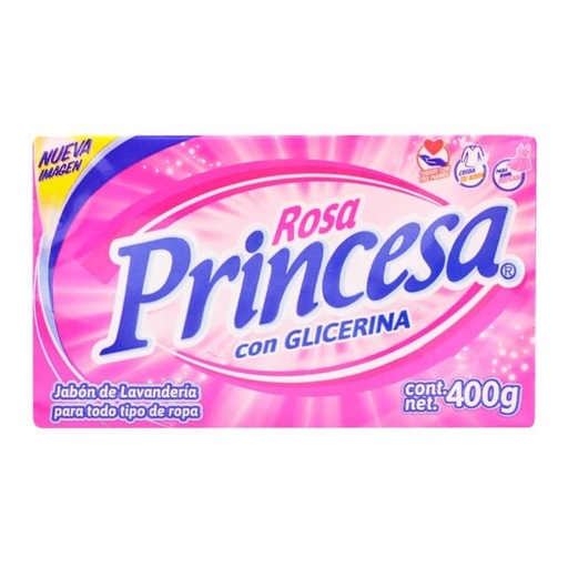 [ROSA PRINCESA GLICERINA 400GR] Detergente Rosa Princesa con Glicerina en Barra 400gr