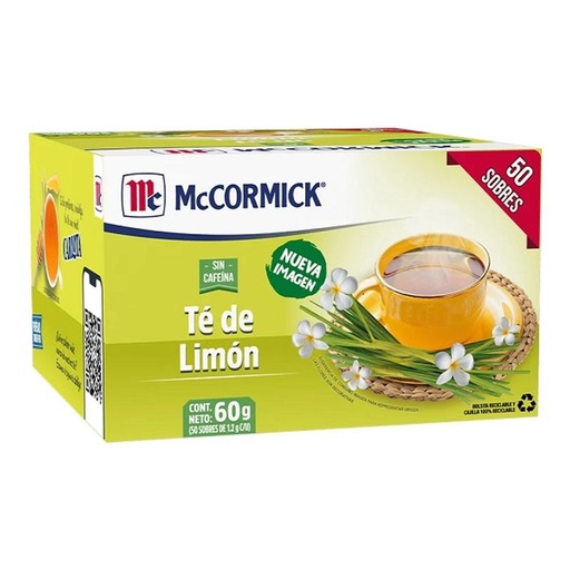 [MCCORMICK LIMÓN 50PZ] Té McCormick Limón 1.2gr 50pz